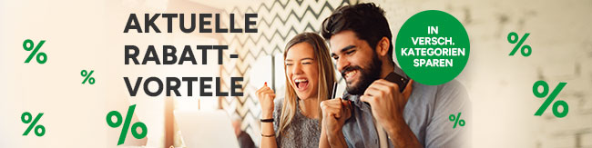 Aktuelle Rabatt-Vorteile. In verschiedenen Kategorien sparen.