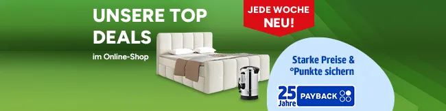 Unsere Top Deals im Online Shop. Jede Woche neu! 25 Jahre Payback. Starke Preise und Punkte sichern. 