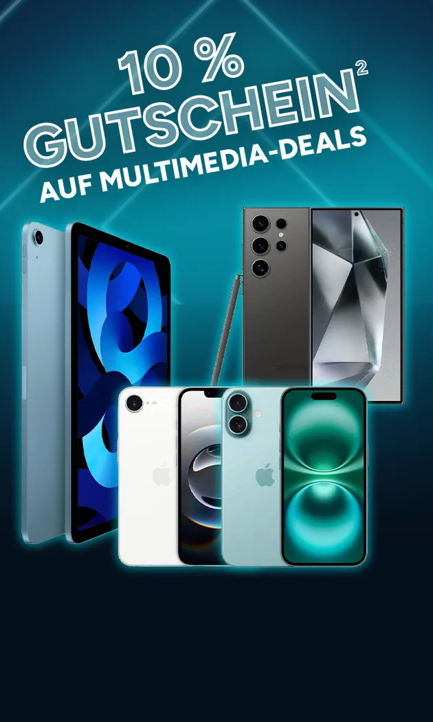 10% Gutschein auf Multimedia-Deals bei Marktkauf Online. Gutschein mit Hochzahl 2, die auf rechtliche Hinweise verweist.