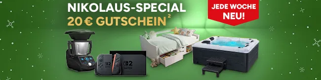 Nikolaus-Special bei Marktkauf Online. Jetzt 20 Euro Gutschein sichern mit Hochzahl 2, die auf rechtliche Hinweise verweist.