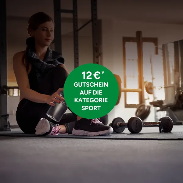 12&euro; Gutschein auf die Kategorie Sport bei Marktkauf Online mit Hochzahl 9 die auf rechtliche Hinweise verweist.