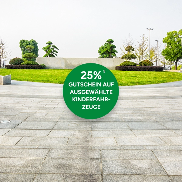 25% Gutschein auf ausgewählte Kinderfahrzeuge bei Marktkauf Online mit hochzahl 5, die auf rechtliche Hinweise verweist.