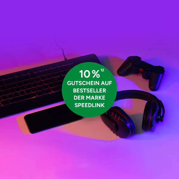 10% Gutschein auf Bestseller der Marke Speedlink bei Marktkauf Online mit Hochzahl 12 die auf rechtliche Hinweise verweist.