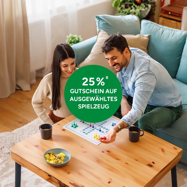 25% Gutschein auf ausgew&auml;hltes Spielzeug bei Marktkauf Online mit Hochzahl 8die auf rechtliche Hinweise verweist.