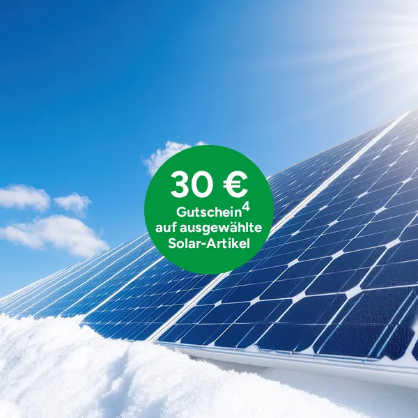 30 Euro Gutschein auf ausgew&auml;hlte Solar-Artikel bei Marktkauf Online mit Hochzahl 4 die auf rechtliche Hinweise verweist.