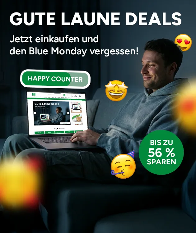 Gute Laune Deals. Jetzt einkaufen und den Blue Monday vergessen! Bis zu 56 Prozent sparen. 