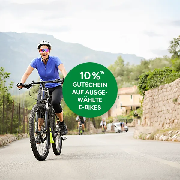 10 Prozent Gutschein auf ausgew&auml;hlte E-Bikes bei Marktkauf Online mit Hochzahl 16 die auf rechtlich Hinweise verweist