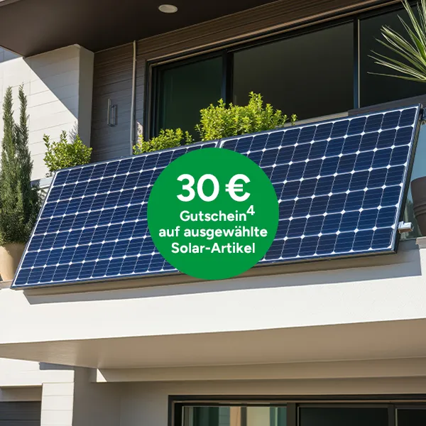 30 Euro Gutschein auf ausgew&auml;hlte Solar-Artikel bei Marktkauf Online mit Hochzahl 4 die auf rechtliche Hinweise verweist.
