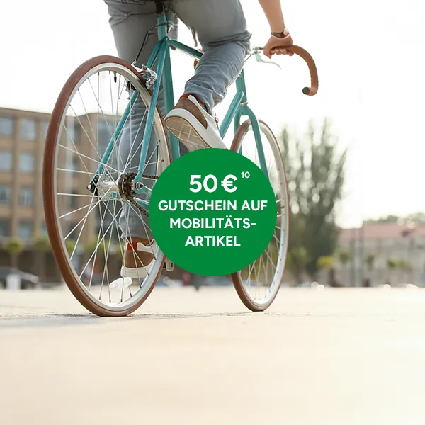 50 Euro Gutschein auf Mobilit&auml;tsartikel bei Marktkauf Online mit Hochzahl 10 die auf rechtliche Hinweise verweist.