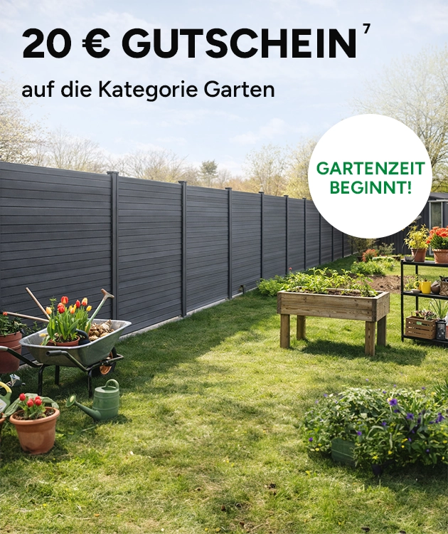 20 &euro; Gutschein auf die Kategorie Garten mit Hochzahl 7, die auf rechtliche Hinweise verweist - Jetzt clever sparen bei Marktkauf Online.