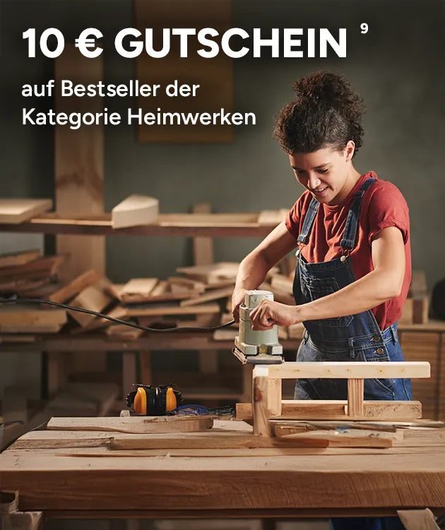 10 &euro; Gutschein auf Besteller der Kategorie Heimwerken mit Hochzahl 9, die auf rechtliche Hinweise verweist.