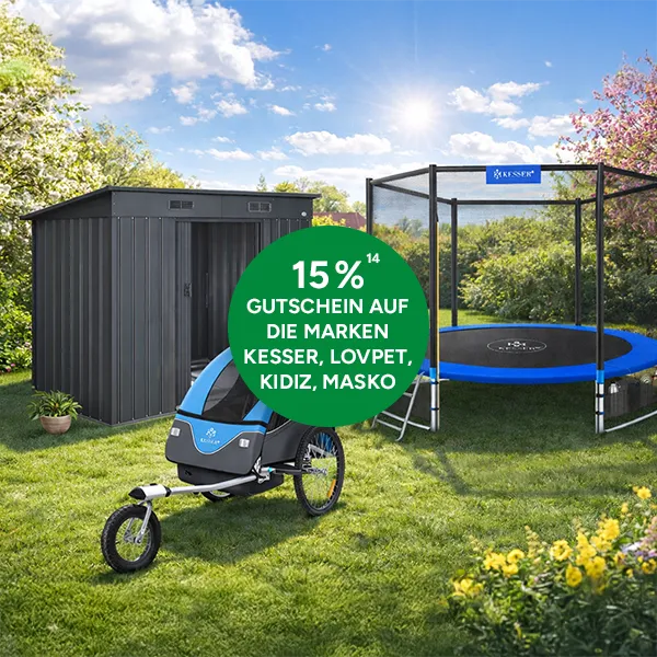 15% Gutschein auf die Marken Kesser, Lovepet, Kidiz, Masko bei Marktkauf online mit Hochzahl 14 die auf rechtliche Hinweise verweist.