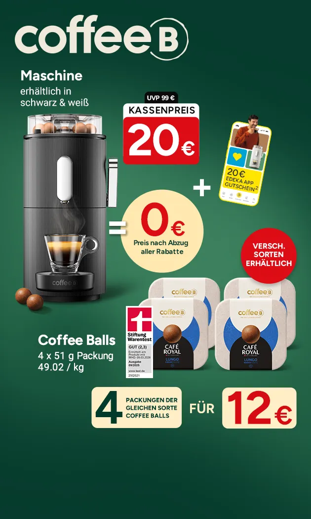 CoffeeB Kaffeemaschine in schwarz und wei&szlig; mit Angebotspreis 