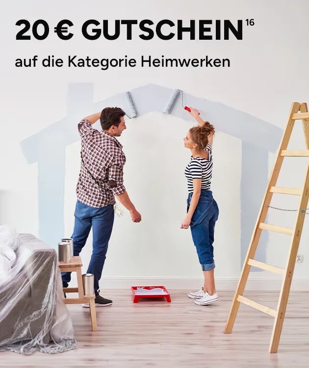 20 Euro Gutschein auf die Kategorie Heimwerken. Mit hoch 16, die auf rechtliche Hinweise im Footer verweist. Jetzt f&uuml;r den Sommer r&uuml;sten.