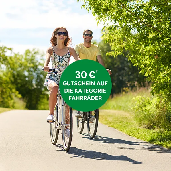 30&euro; Gutschein auf die Kategorie Fahrr&auml;der bei Marktkauf Online mit Hochzahl 3 die auf rechtliche Hinweise verweist