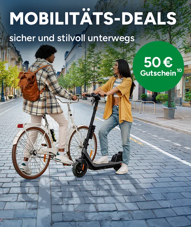 Mobilit&auml;ts-Deals &ndash; sicher und stilvoll unterwegs. Jetzt g&uuml;nstig mobil bleiben mit Marktkauf Online. 50 &euro; Gutschein sichern mit Hochzahl 10, die auf rechtliche Hinweise verweist.