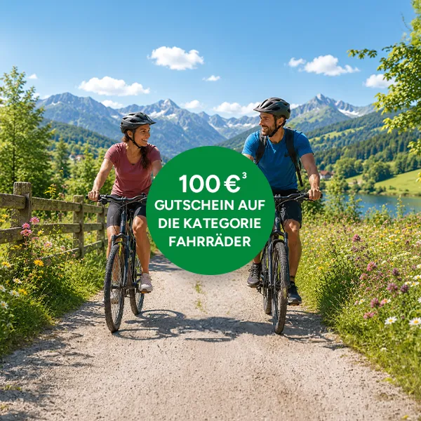 100 &euro; Gutschein auf die Kategorie Fahrr&auml;der bei Marktkauf Online mit Hochzahl 3 die auf rechtlich Hinweise verweist.