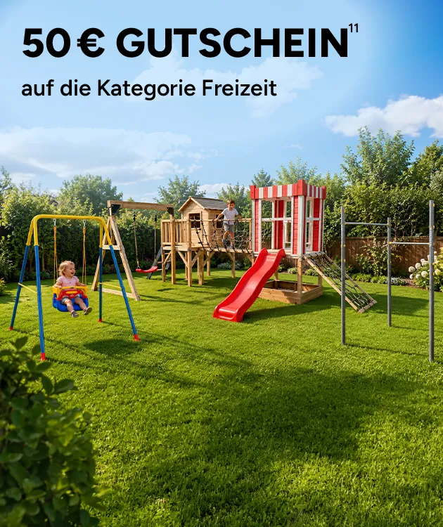 50&euro; Gutschein auf die Kategorie Freizeit mit Hochzahl 11, die auf rechtlich Hinweise verweist.