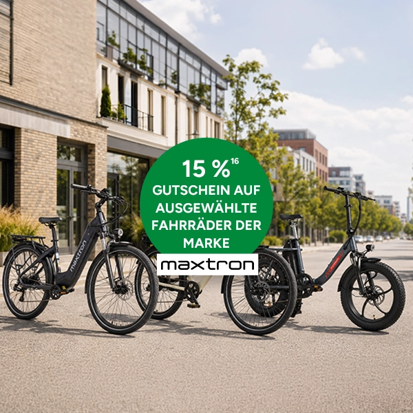 15% Gutschein auf ausgew&auml;hlte Fahrr&auml;der der Marke maxtron bei Marktkauf online mit Hochzahl 16 die auf rechtliche Hinweise verweist