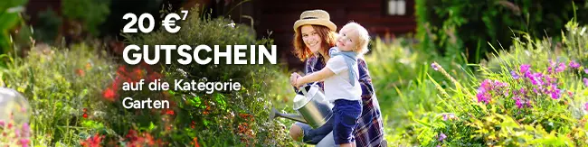 20 Euro Gutschein auf die Kategorie Garten im Marktkauf Onlineshop. Mit Hochzahl 7, die auf rechtliche Hinweise verweist.
