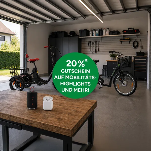 20 % Gutschein auf Mobilit&auml;ts Highlights und mehr bei Marktkauf Onlineshop mit Hochzahl 12 die auf rechtliche Hinweise verweist.