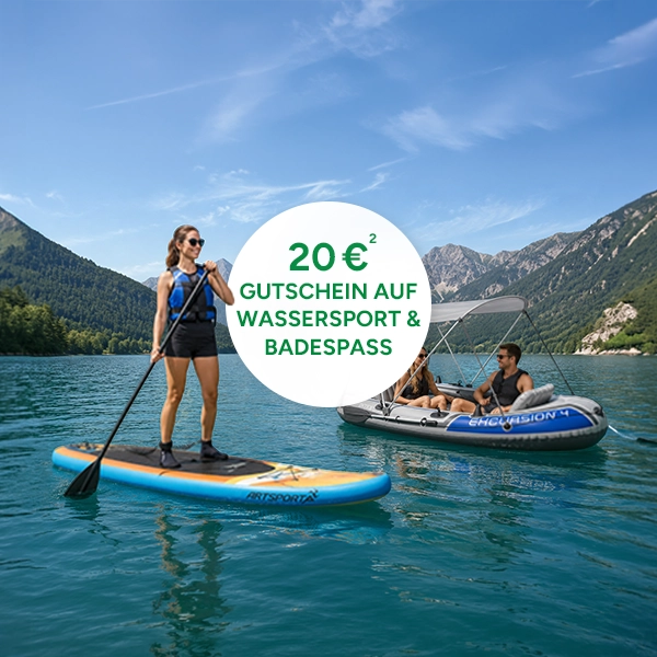 20&euro; Gutschein auf Wassersport bei Marktkauf online mit Hochzahl 2, die auf rechtliche Hinweise verweist