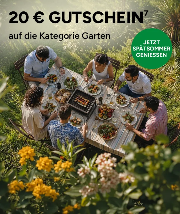 20 &euro; Gutschein auf die Kategorie Garten mit Hochzahl 7, die auf rechtliche Hinweise verweist - Jetzt clever sparen bei Marktkauf Online.