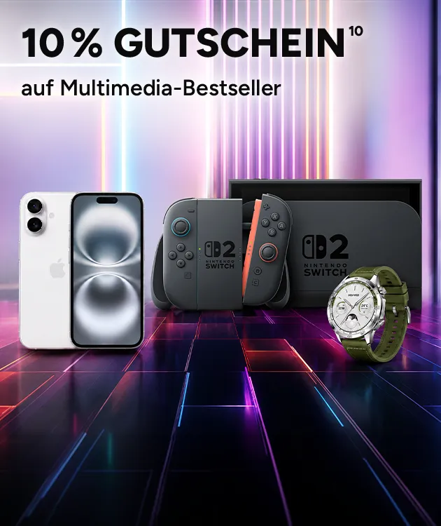 10%  Rabatt auf ausgew&auml;hlte Multimedia mit Hochzahl Zehn, die auf rechtliche Hinweise verweist bei Marktkauf.