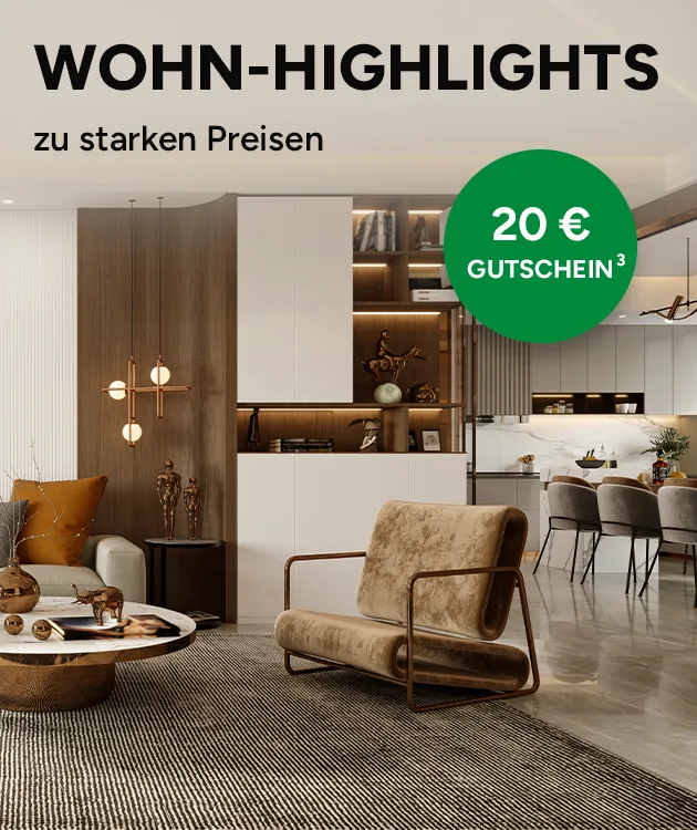 20 &euro; Gutschein auf die Kategorie Wohnen. Gutschein mit Hochzahl 3, die auf rechtliche Hinweise verweist. Jetzt sparen bei Marktkauf Online.