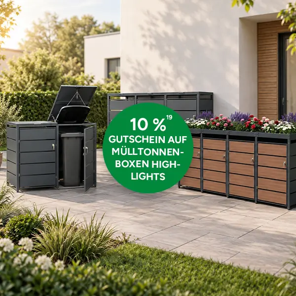 10 % Gutschein auf M&uuml;lltonnenboxen-Highlights bei Marktkauf Online mit Hochzahl 19 die auf rechtliche Hinweise verweist
