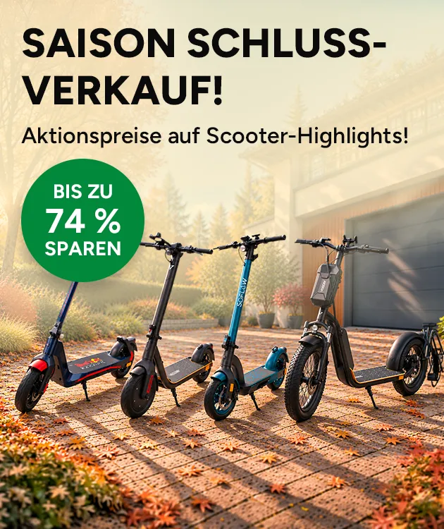 Saison Schlussverkauf! Aktionspreise auf Scooter-Highlights! Bis zu 74 % sparen.