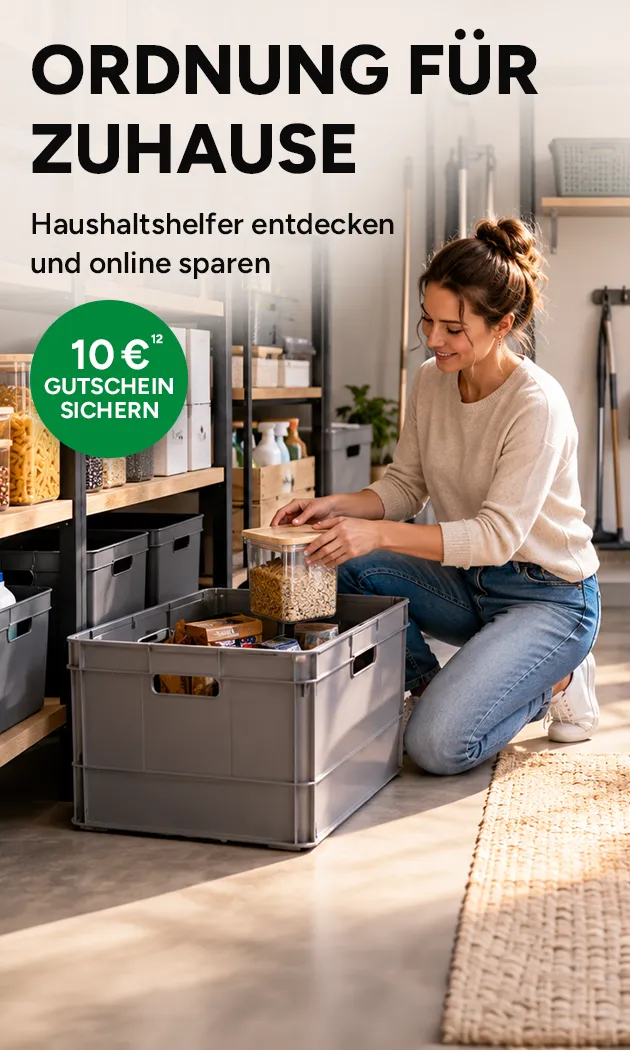 10 Euro Gutschein Ordnung mit Haushaltshelfern mit Hochzahl 12, die auf rechtliche Hinweise verweist - Jetzt clever sparen bei Marktkauf Online.