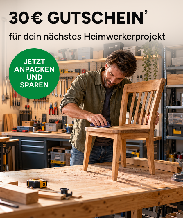 20 &euro; Gutschein auf Baumarkt-Artikel mit Hochzahl 5, die auf rechtliche Hinweise im Footer verweist. Jetzt entdecken im Marktkauf Online Shop.